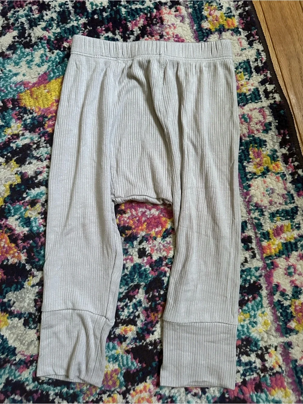 Kate Quinn Ribbed Modal Panda Pants Toddler 2T Gray Beige Taupe
